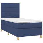 vidaXL Sommier à lattes de lit avec matelas Bleu 100x200 cm Tissu