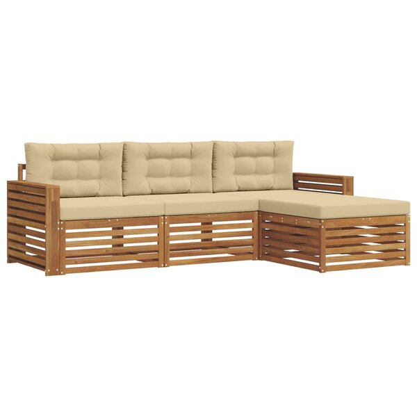 vidaXL Ensemble de canapés d'extérieur 4 pc Naturel et Beige