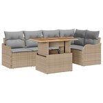 vidaXL Ensemble de canapé de jardin 6 Pièces Beige Poly rotin