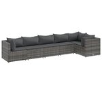 vidaXL Salon de jardin 6 Pièces avec coussins Gris Résine tressée