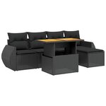vidaXL Salon de jardin 6 Pièces avec coussins noir résine tressée