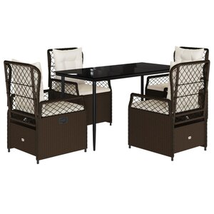 vidaXL Ensemble à manger de jardin 5 Pièces et coussins marron poly rotin