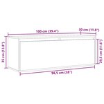 vidaXL Armoire murale Gris 100x30x35 cm Bois de pin massif