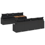 vidaXL Canapé de jardin 7 pièces avec coussins noirs en rotin synthétique