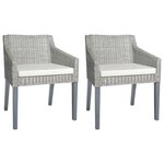 vidaXL Chaises à manger avec coussins lot de 2 gris rotin naturel