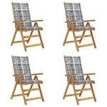 vidaXL Chaises inclinables de jardin 4 Pièces avec coussins Bois d'acacia