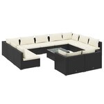 vidaXL Salon de jardin 12 Pièces avec coussins Noir Résine tressée