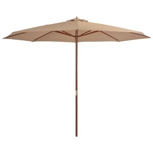 vidaXL Parasol d'extérieur avec mât en bois 350 cm Taupe