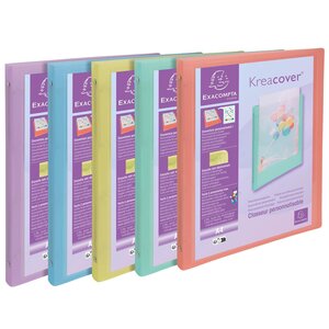 Classeur 4 Anneaux 15mm Polypropylène Kreacover Pastel - A4 - Couleurs Assorties - Exacompta