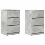 vidaXL Tables de chevet avec 3 tiroirs 2 Pièces gris béton 39x35x65 cm