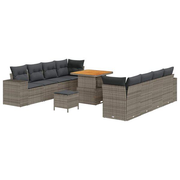 vidaXL Ensemble de canapé de jardin 11 Pièces Gris 80 x 80 x 71 cm