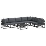 vidaXL Ensemble de canapé de jardin avec coussin 8 Pièces Noir Aluminium