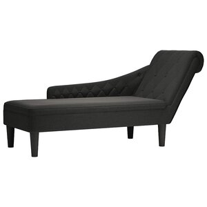 vidaXL Fauteuil long avec coussin et accoudoir droit noir tissu