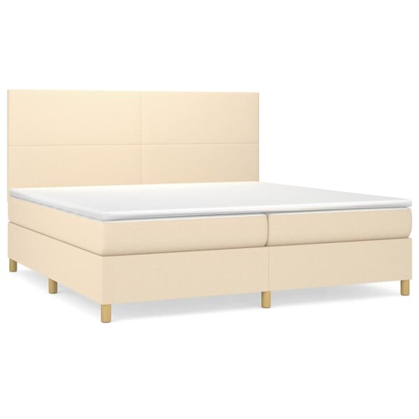 vidaXL Sommier à lattes de lit avec matelas Crème 200x200 cm Tissu