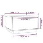 Vidaxl table basse gris 55x56x32 cm bois massif de pin