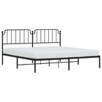 vidaXL Cadre de lit métal sans matelas avec tête de lit noir 193x203cm