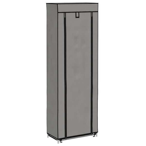 vidaXL Armoire à chaussures avec housse Gris 57x29x162 cm Tissu