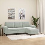 vidaXL Canapé à 3 places avec repose-pieds Gris clair 180 cm Velours