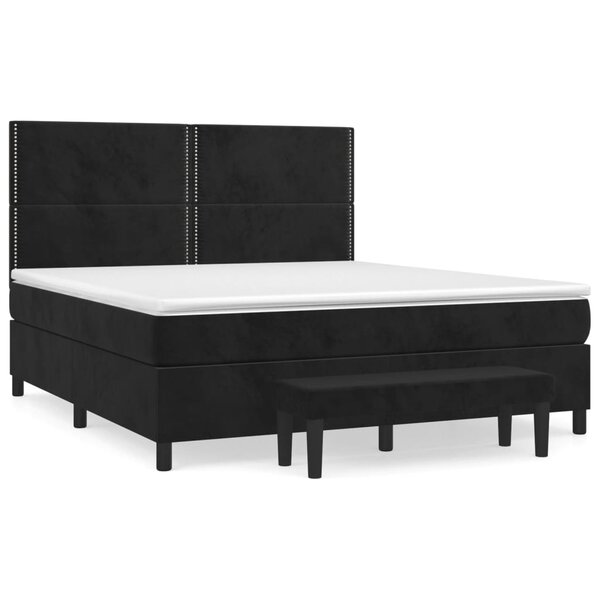 vidaXL Sommier à lattes de lit avec matelas Noir 180x200 cm Velours