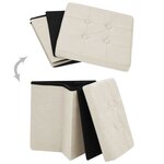 vidaXL Tabouret de rangement pliable Blanc crème Faux lin