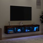 vidaXL Meubles TV avec lumières LED 2 Pièces chêne fumé 80x30x30 cm