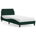 vidaXL Lit avec matelas Dover vert foncé 90x200 cm velours