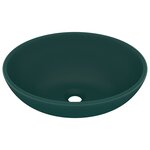 vidaXL Lavabo ovale de luxe Vert foncé mat 40x33 cm Céramique
