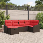 vidaXL Ensemble de Canapés avec coussin 6 Pièces Marron polyrotin