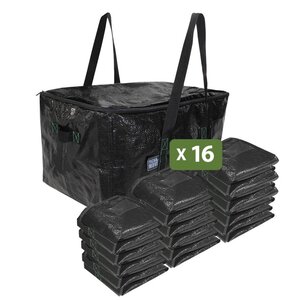 Pack and Move - Lot 16 Sacs Rangement - 55 x 35 x 30 cm - Poignées solides - Déménagement et Transport - Ultra Résistant - Réutilisable - 55L