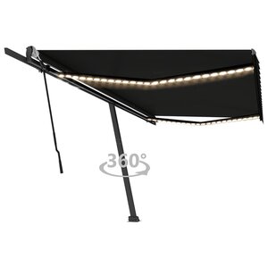 vidaXL Auvent manuel rétractable avec LED 500x350 cm Anthracite