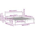 vidaXL Cadre de lit avec tête de lit 200x200 cm en bois de pin massif