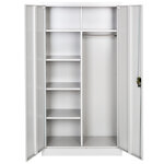 Tectake lot de 6 vestiaires métallique comprenant 6 casiers et 1 penderie intégrée 180x90x40cm - gris