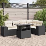 vidaXL Salon de jardin 6 Pièces avec coussins noir résine tressée