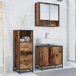 vidaXL Ensemble de mobilier de salle de bain 3 Pièces Bois Ancien