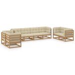 vidaXL Salon de jardin 8 Pièces avec coussins Bois de pin massif