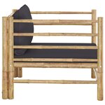 vidaXL Canapé de jardin avec coussins gris foncé Bambou