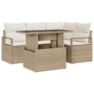 vidaXL Ensemble de canapé de jardin 5 Pièces Beige Poly rotin