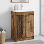 vidaXL Armoire sous évier de salle de bain Bois ancien