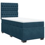 vidaXL Sommier à lattes de lit avec matelas bleu 90x190 cm velours
