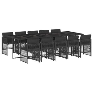 vidaXL Ensemble à manger de jardin 11 Pièces coussins noir résine tressée