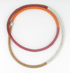 Bracelet / collier en cuir tons rouge orangé