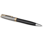 Parker sonnet premium stylo bille  métal et noir  recharge noire pointe moyenne  coffret cadeau