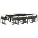 vidaXL Ensemble à manger de jardin 15 Pièces coussins noir résine tressée