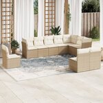 vidaXL Salon de jardin avec coussins 10 Pièces beige résine tressée