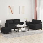vidaXL Ensemble de canapés 3 Pièces avec coussins Noir Similicuir