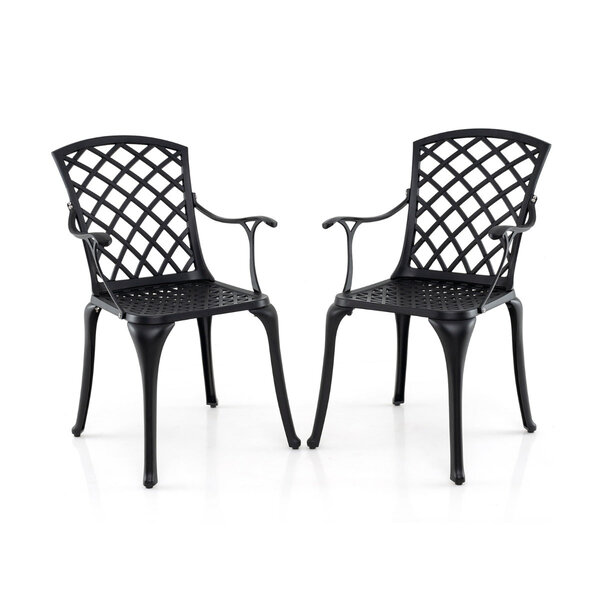 Lot de 2 chaises de salle à manger ajourées 57 x 66 x 94 cm confort ergonomique style moderne en aluminium bronze 20_0019447