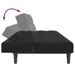 vidaXL Canapé-lit à 2 places avec repose-pied noir velours