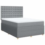 vidaXL Sommier à lattes de lit avec matelas Gris clair 140x190cm Tissu