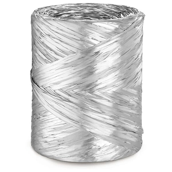 Bolduc effet raphia métallisé argent 15 mm x 200 m