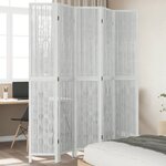 vidaXL Cloison de séparation 5 panneaux blanc bois de paulownia massif